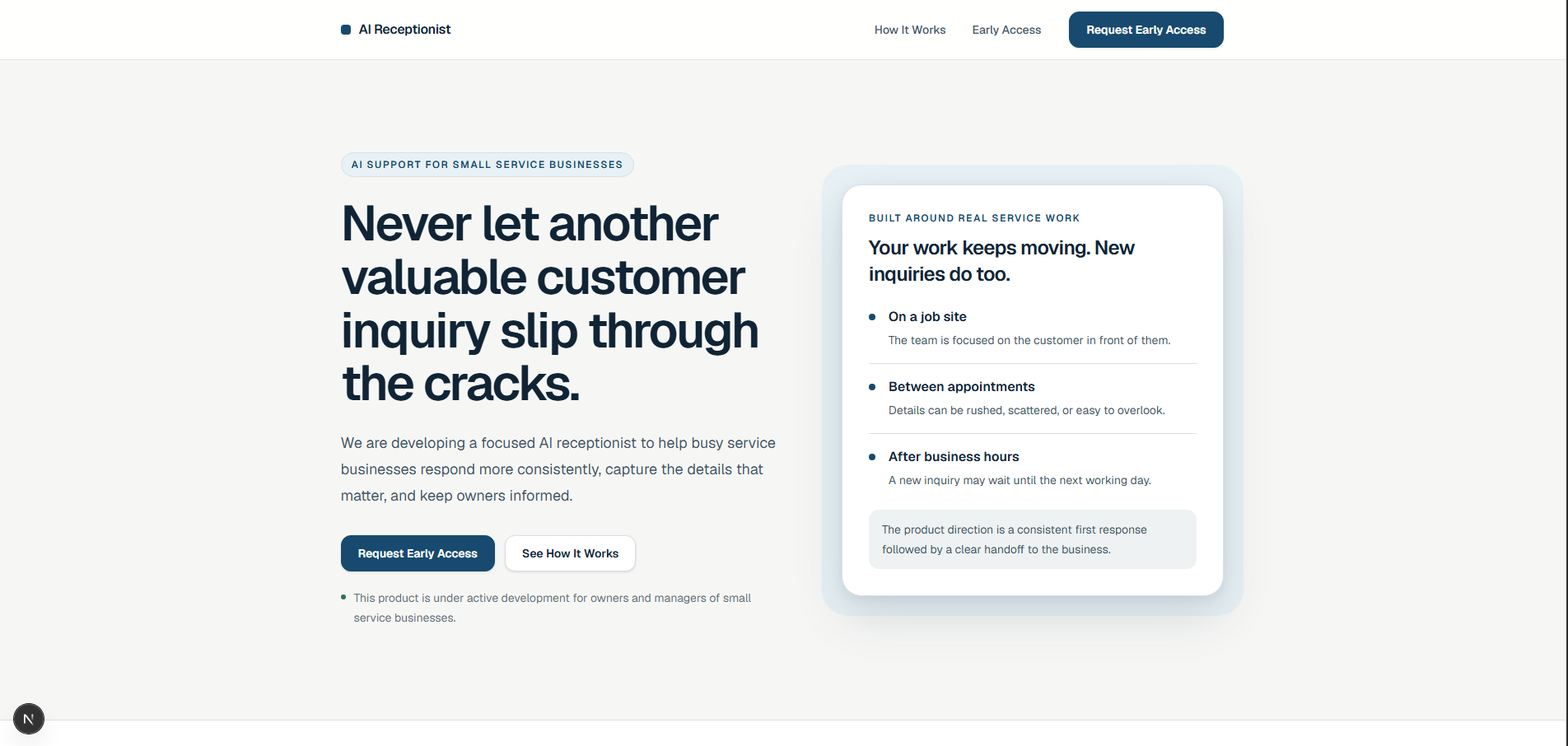 AI Receptionist Platform application screenshot